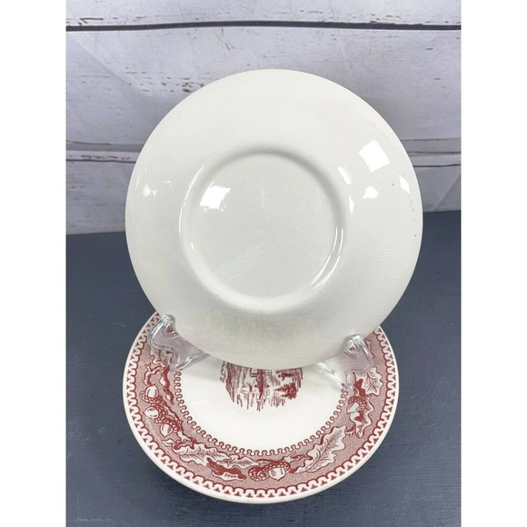 Set of 4 Vintage Saucers 5.5" 1965 Memory Lane Red Transferware Royal Ironstone - Picture 5 of 6